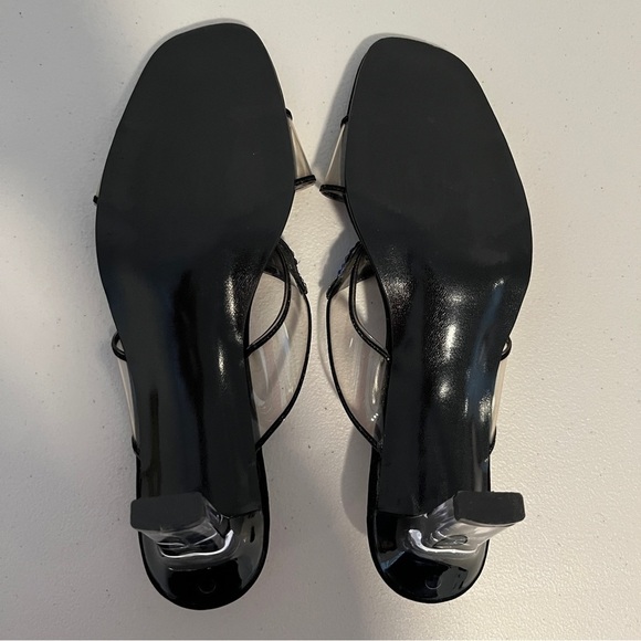 Max Lugus Couture Lucite Heel Sandals Stone Bead Detail Butterfly Size 9 - Picture 8 of 8
